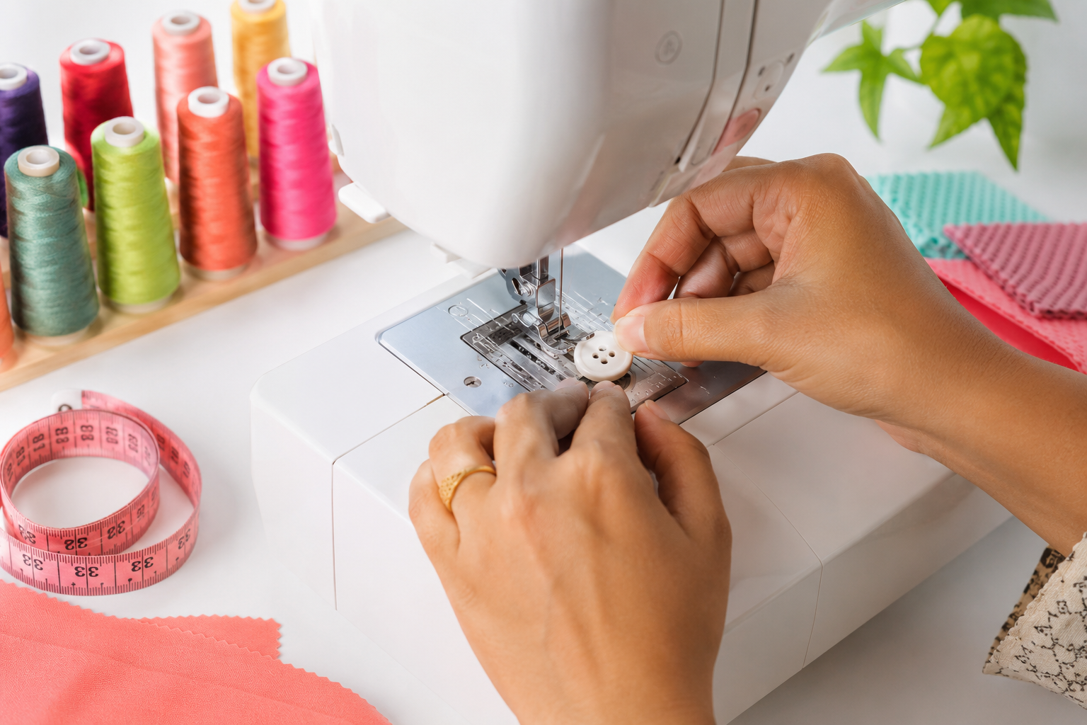 How to Attach a 4-Hole Button with a Sewing Machine