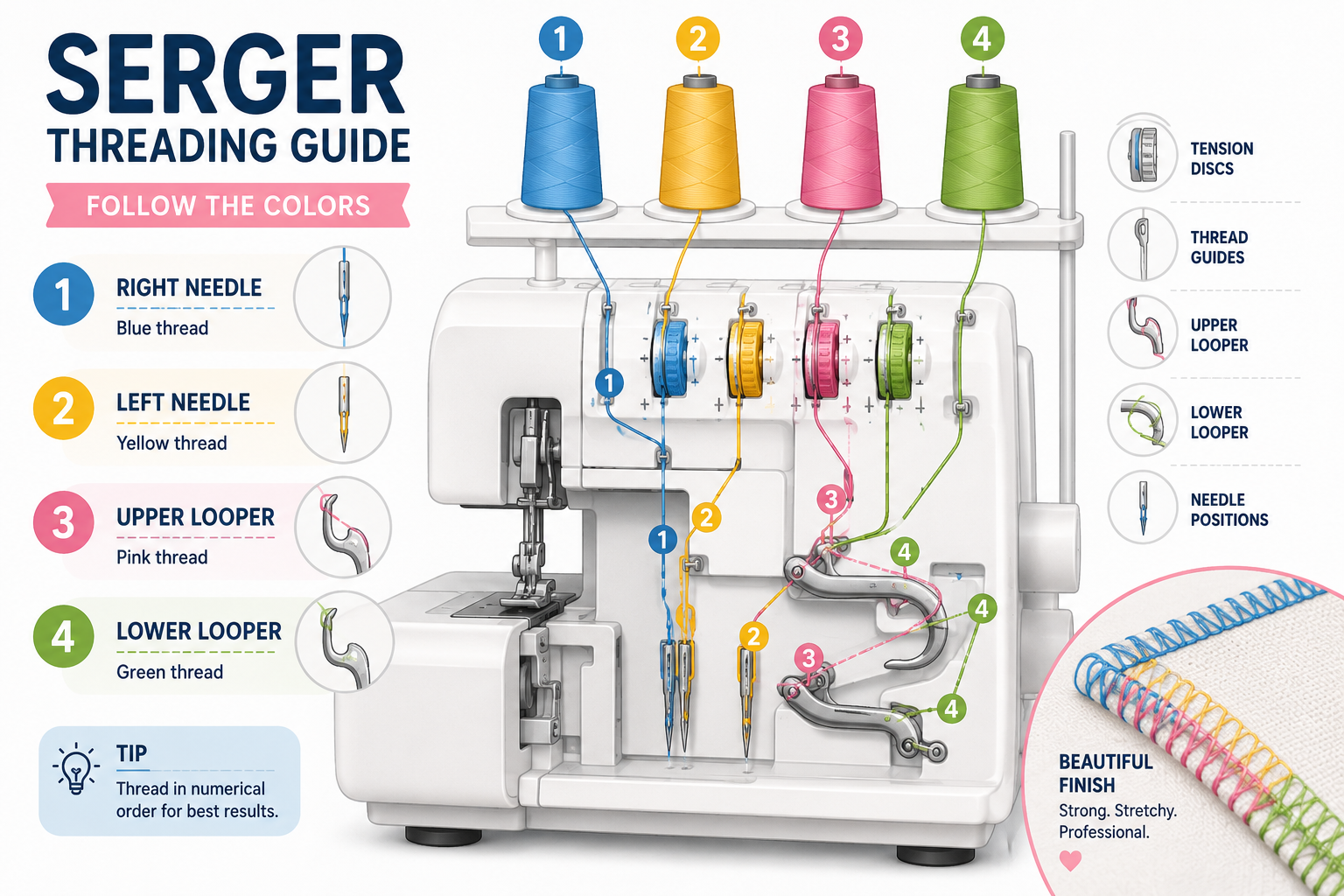 How to Thread a Serger for Beginners Step by Step