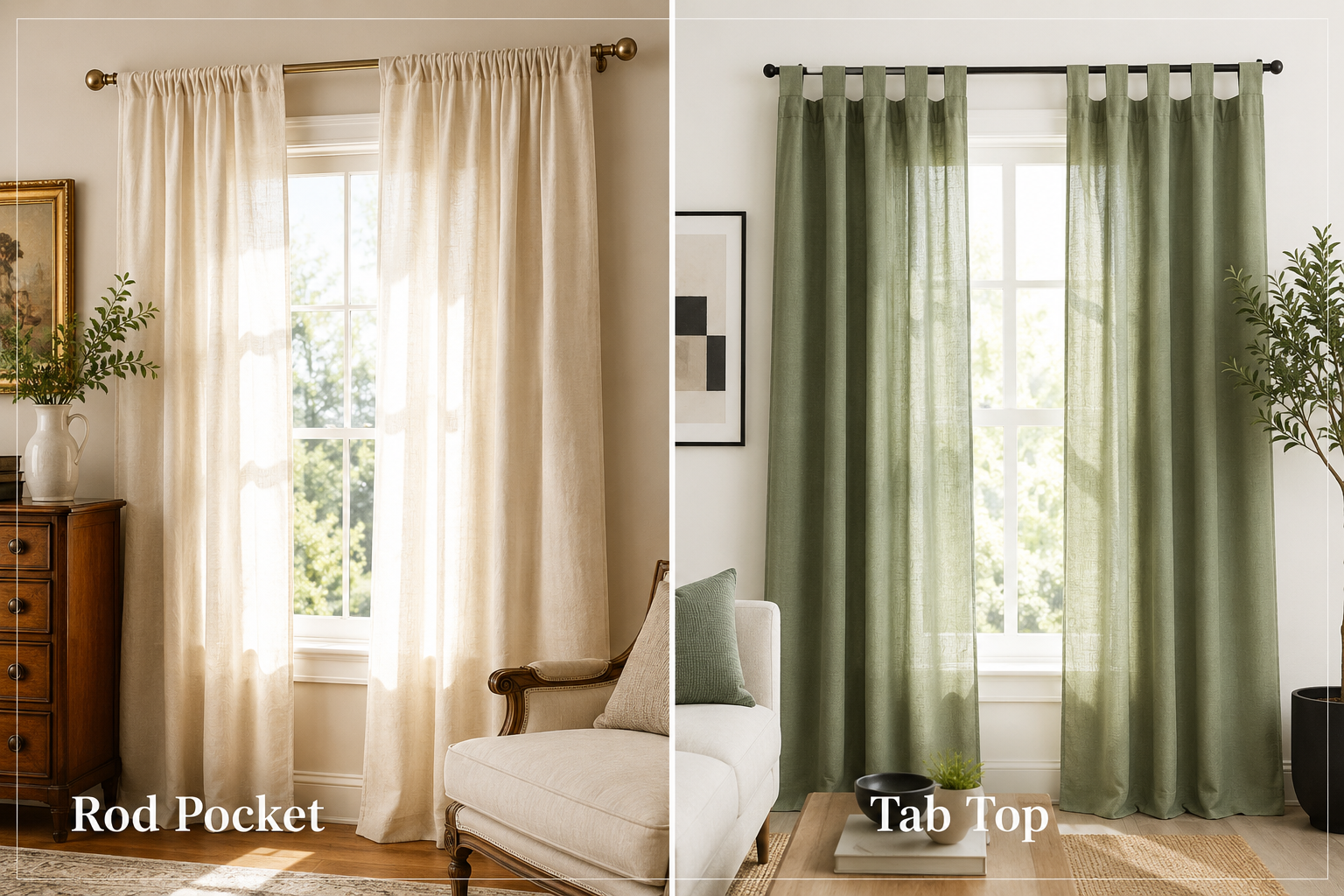 What Is the Difference Between Rod Pocket and Tab Top Curtains?